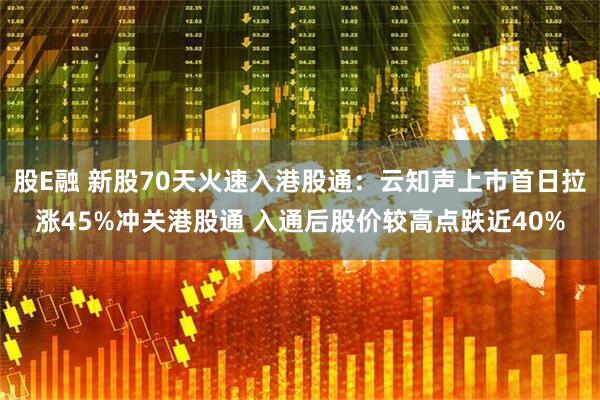 股E融 新股70天火速入港股通：云知声上市首日拉涨45%冲关港股通 入通后股价较高点跌近40%