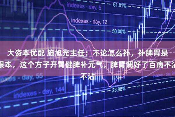 大资本优配 施旭光主任：不论怎么补，补脾胃是根本，这个方子开胃健脾补元气，脾胃调好了百病不沾