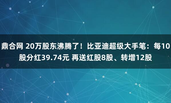 鼎合网 20万股东沸腾了！比亚迪超级大手笔：每10股分红39.74元 再送红股8股、转增12股